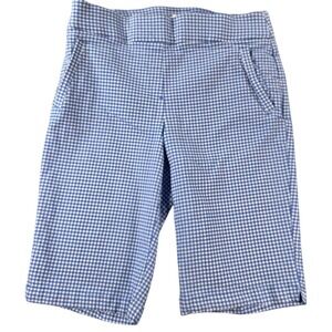 Coastal Preppy Gingham Bermuda Shorts Womens Size 10 Blue White Kim Rogers